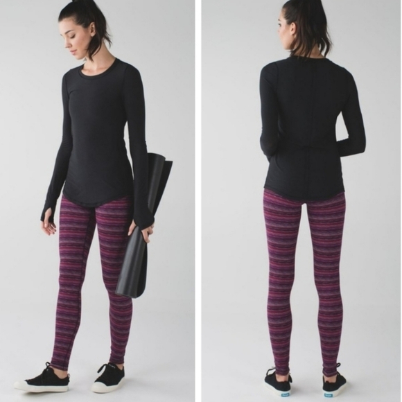LULULEMON Striped Wunder Under Pant in Space Dye Twist Regal Plum Alarming Size - Picture 1 of 14